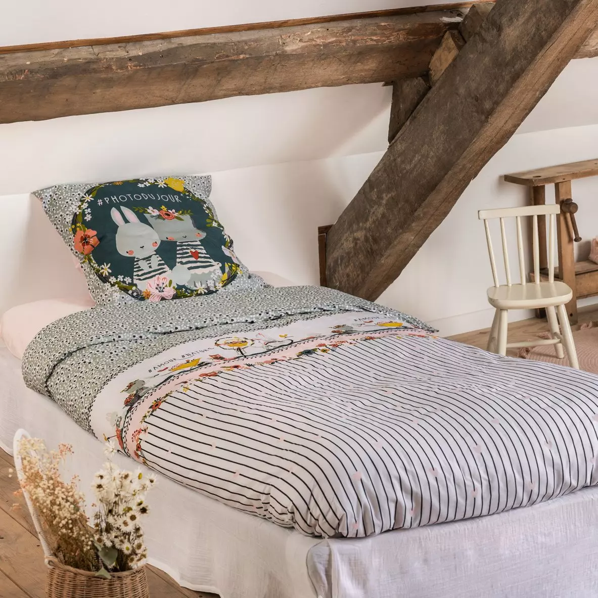 Dekbedovertrek met één kussensloop katoen (140 cm) Jardinage Meerkleurig 1