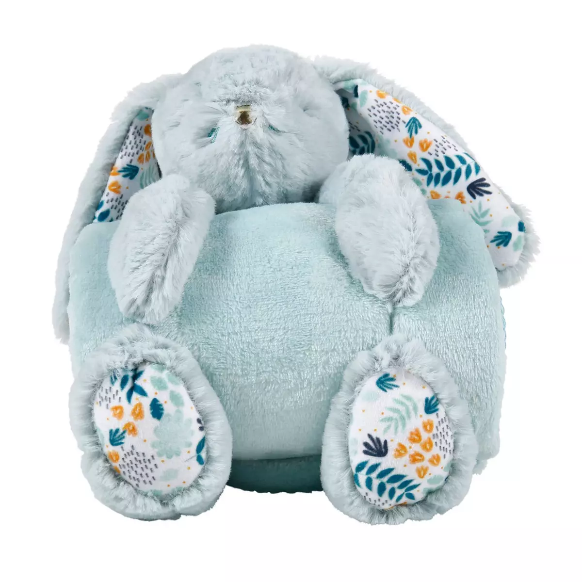 Plaid doux enfant (90 cm) et peluche Lapino Bleu 3