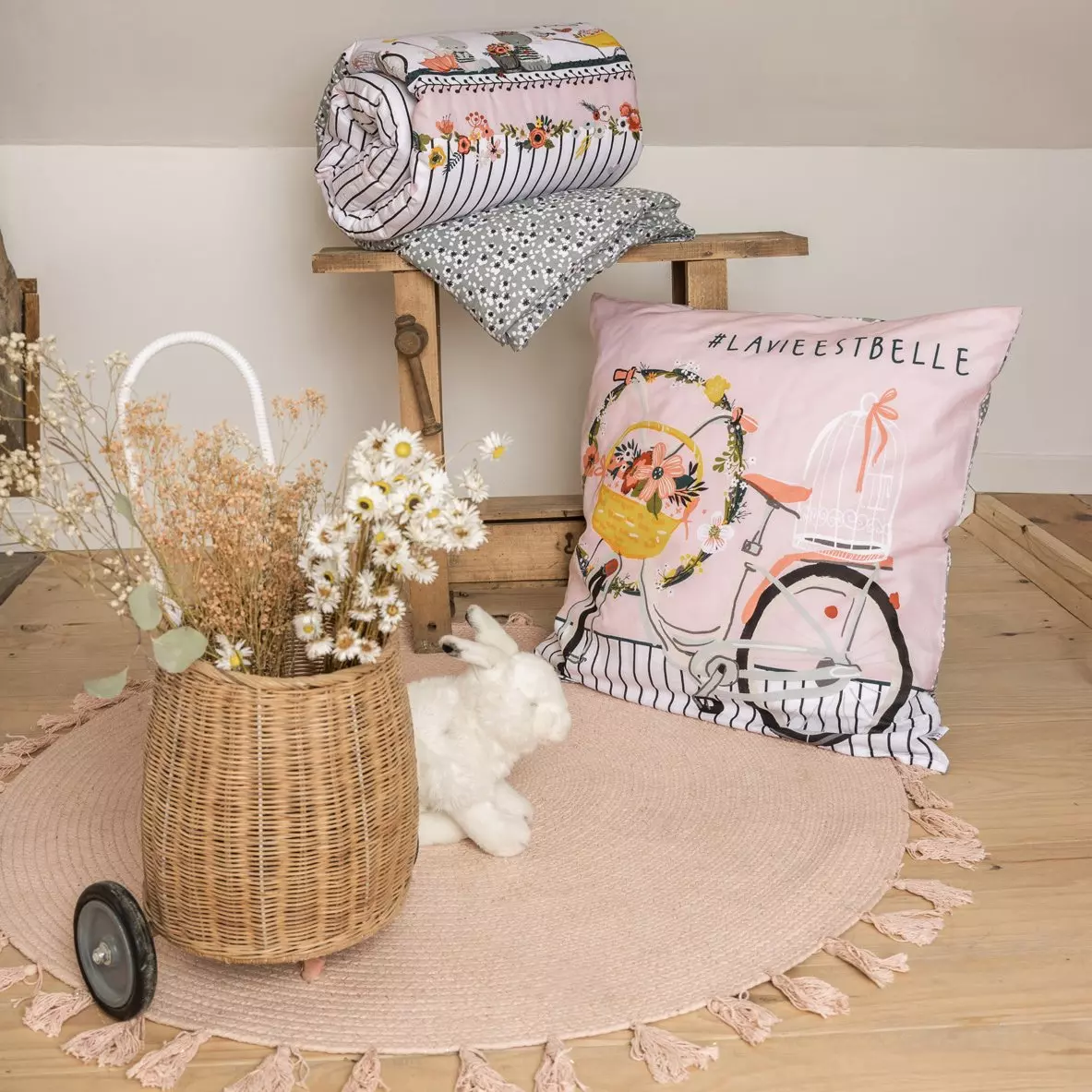 Dekbedovertrek en twee kussenslopen katoen (240 cm) Jardinage Meerkleurig 5