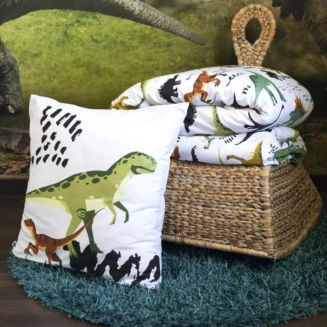 Housse de couette et deux taies enfant coton (240 cm) Cretace Verte 3