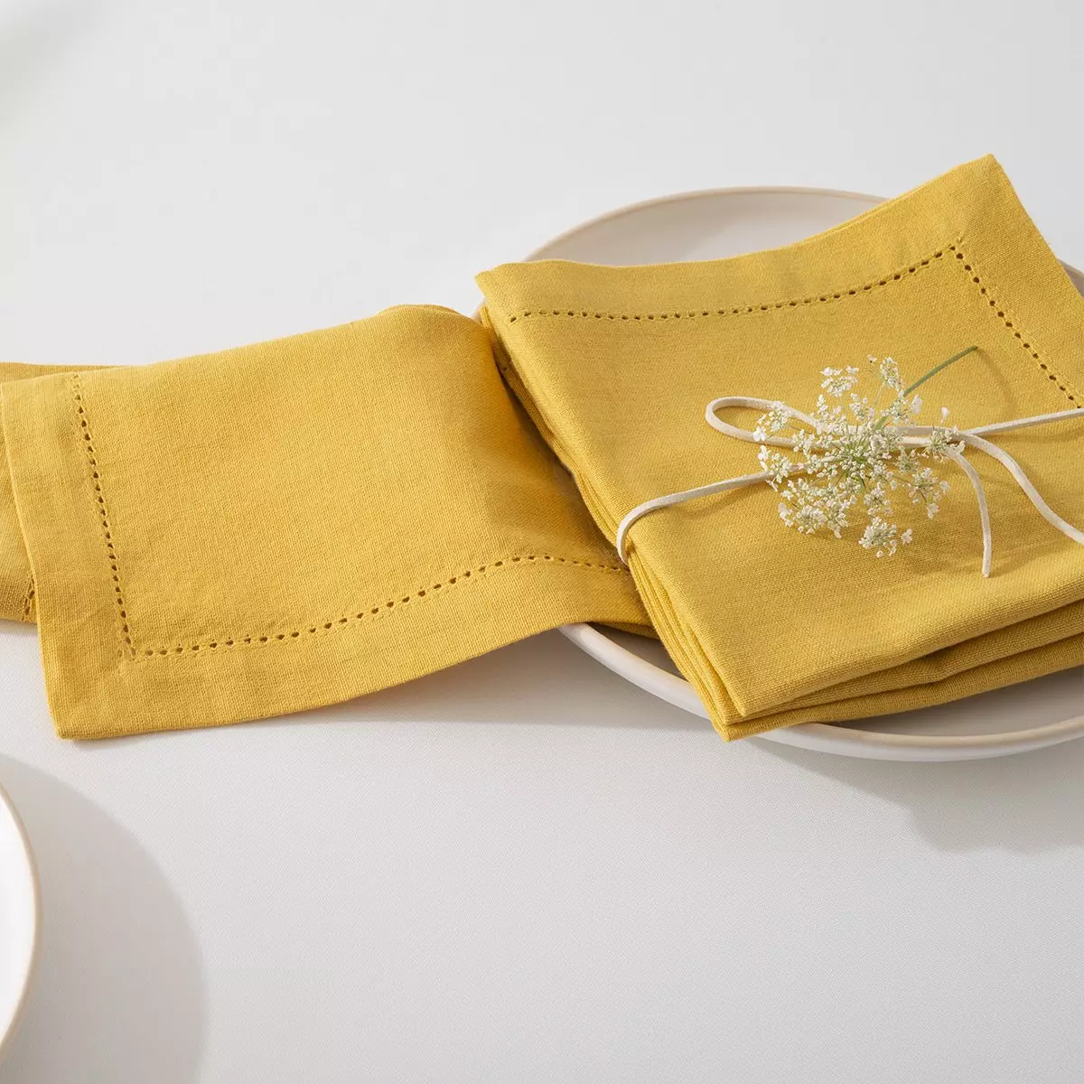 Set van 4 servetten Chambray Okergeel 2