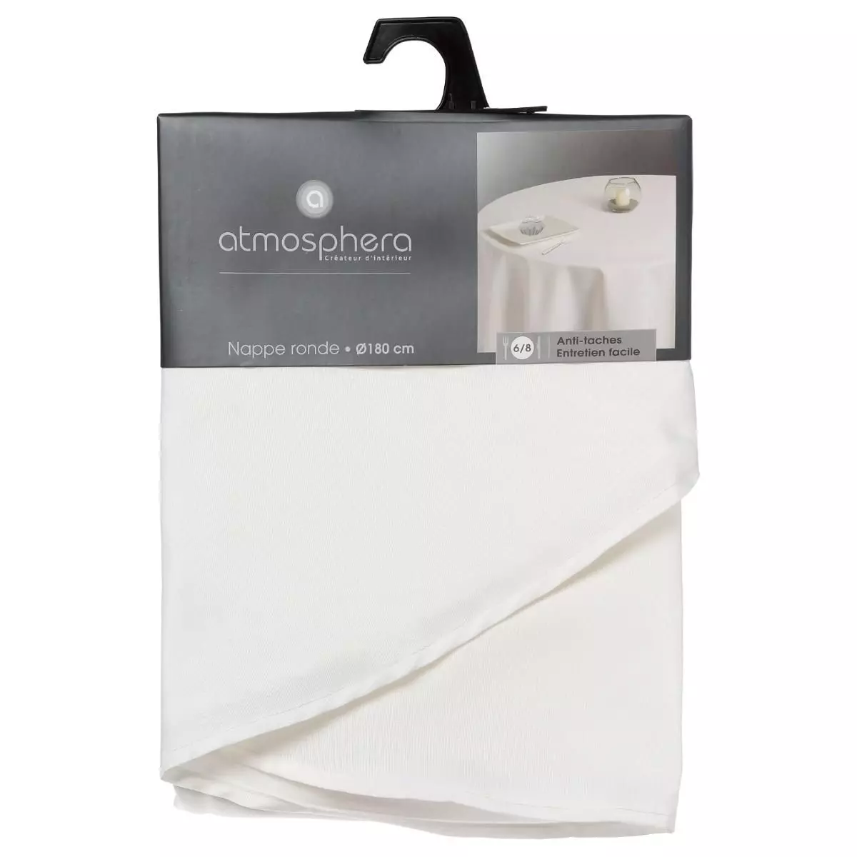 Nappe ronde anti tache (D180 cm) Lina Ivoire 4