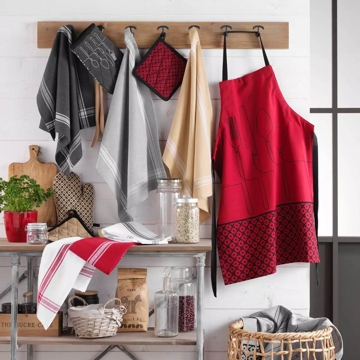 Kitchen Craft Set Di 2 Strofinacci In Cotone Jacquard 70x47 Cm – Grigio/bianco, Lavabili In Lavatrice - 2