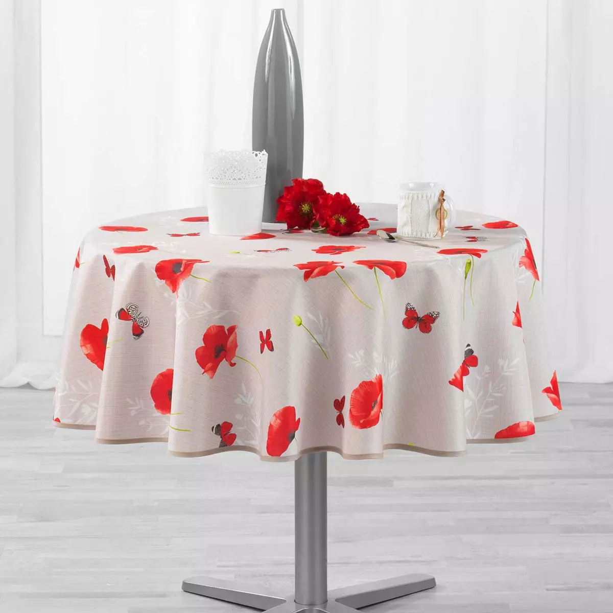 Nappe ronde (D180 cm) Sweet Poppy Rouge 1