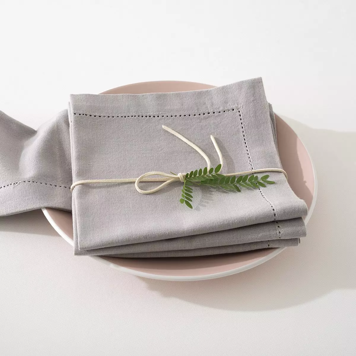 Set van 4 servetten Chambray Lichtgrijs 1