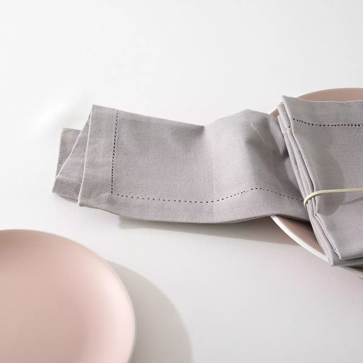 Set van 4 servetten Chambray Lichtgrijs 2