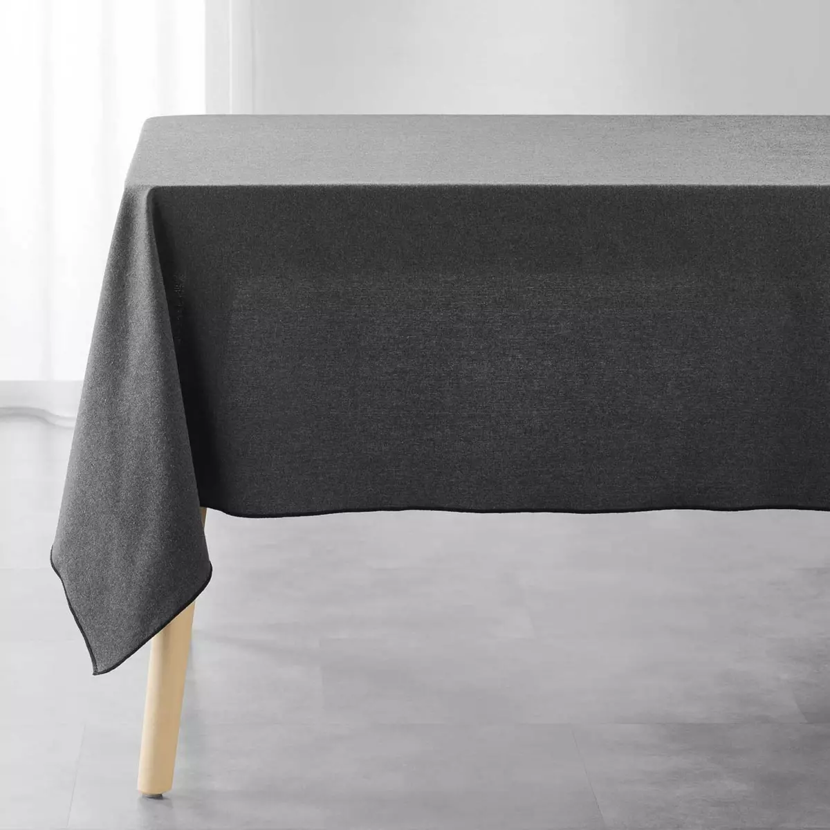 Nappe rectangulaire coton recyclé (L240 cm) Mistraline Gris anthracite 4