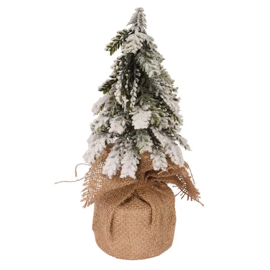 Kunsttanne Félicia H27 cm Grün verschneit