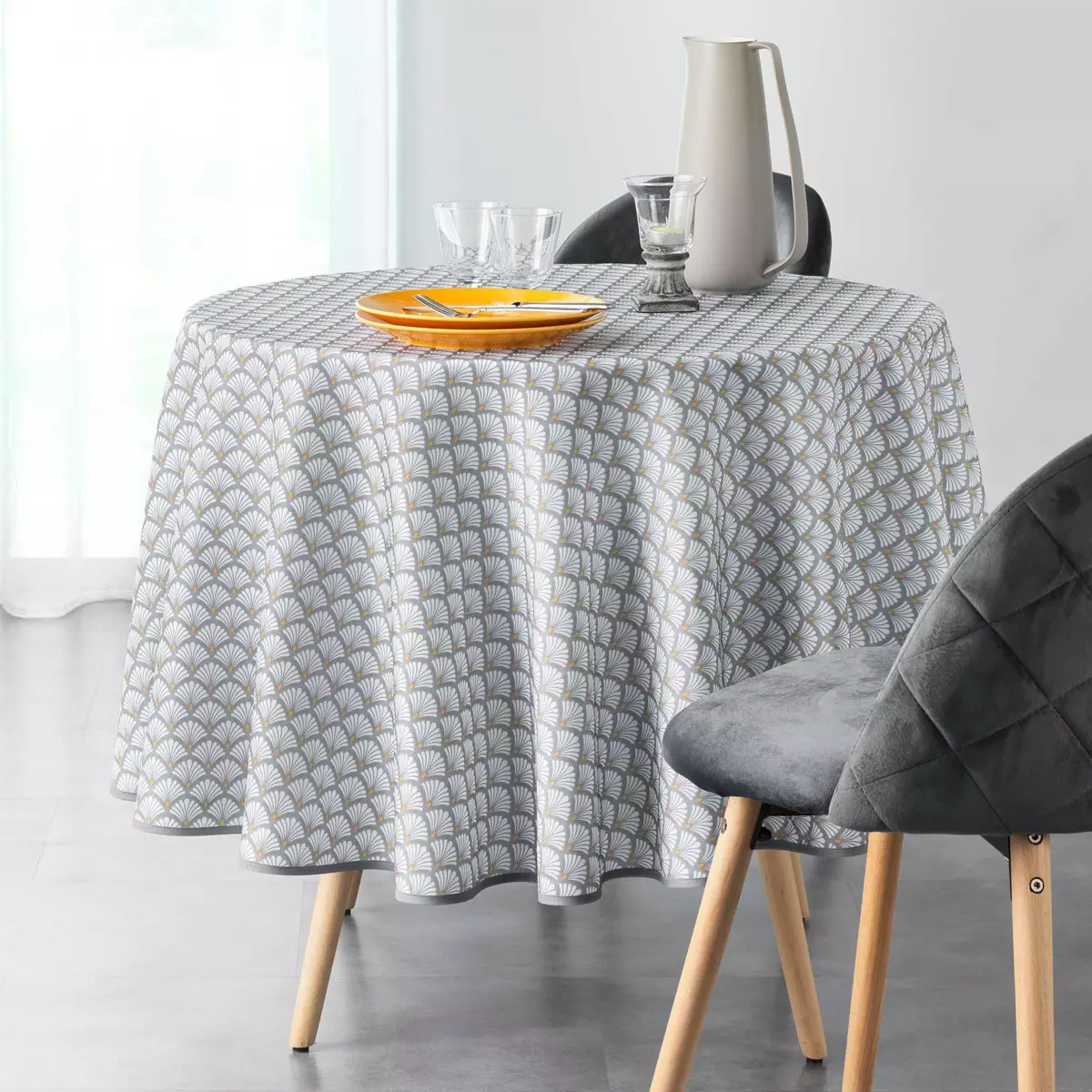 Runde Tischdecke mit Fleckschutz (D180 cm) Artchic Weiß - Tischdecken & Co