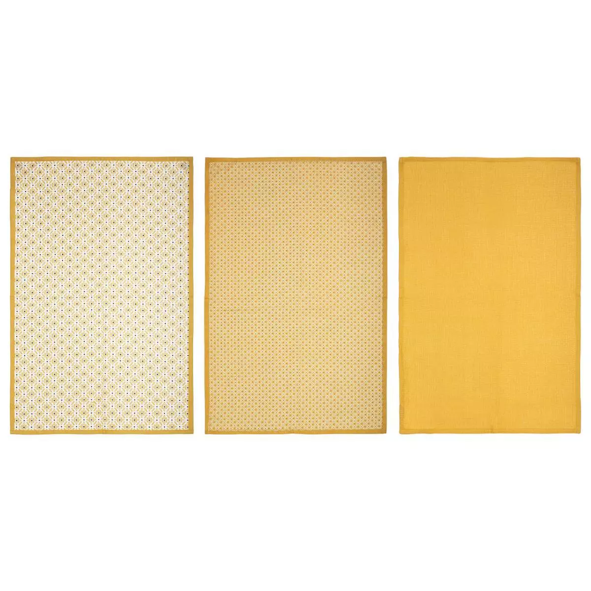 Lot de 3 torchons Geom Jaune ocre 1