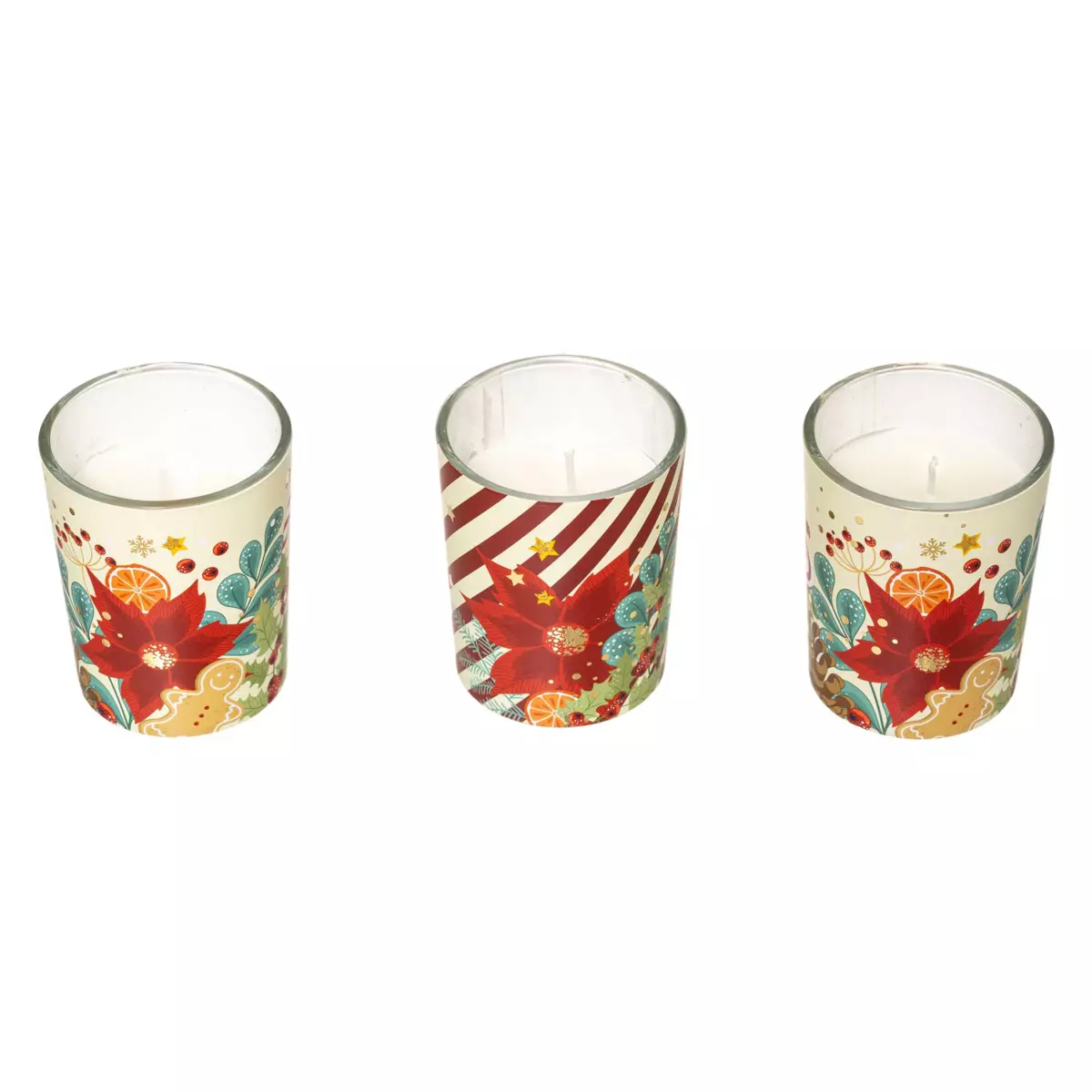 Lot de 3 photophores Flora Multicolore 1