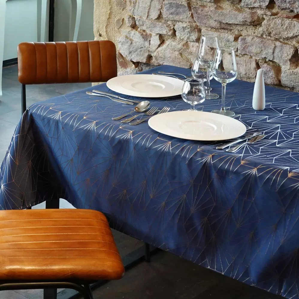 Rechteckige Tischdecke (L240 cm) Facette Blau 2