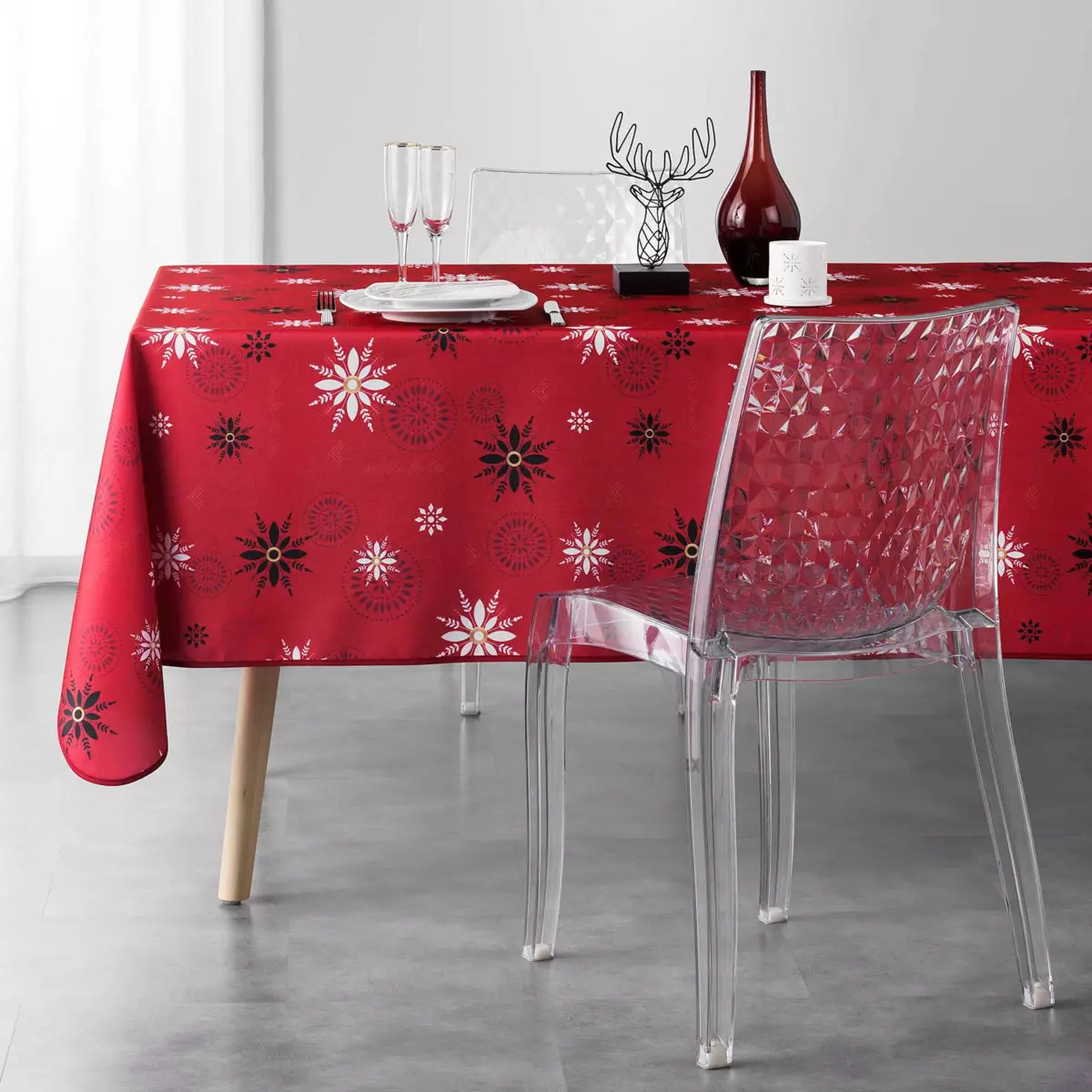Nappe rectangulaire (L240 cm) Enchanté Rouge 1