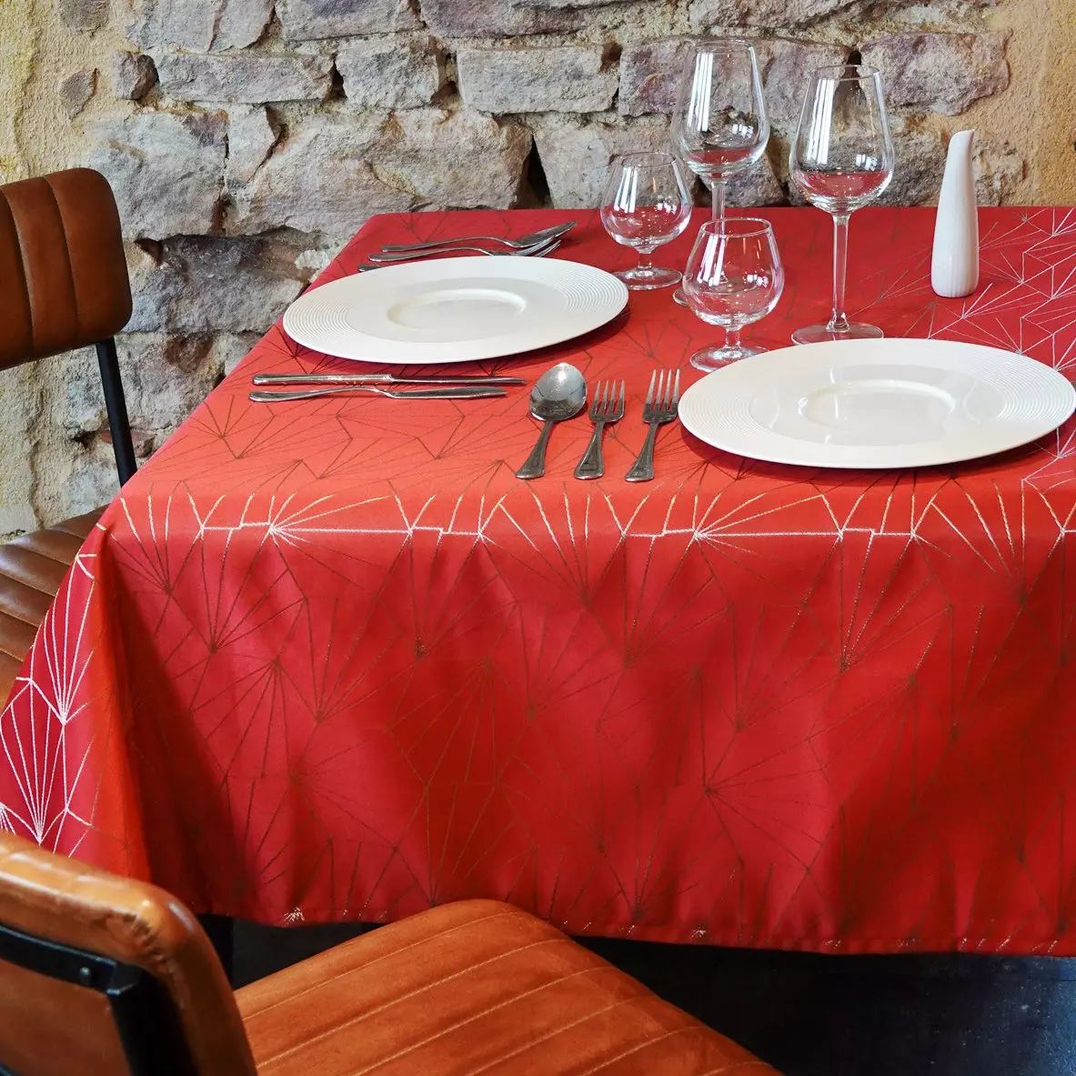 Rechteckige Tischdecke (L240 cm) Facette Rot 1