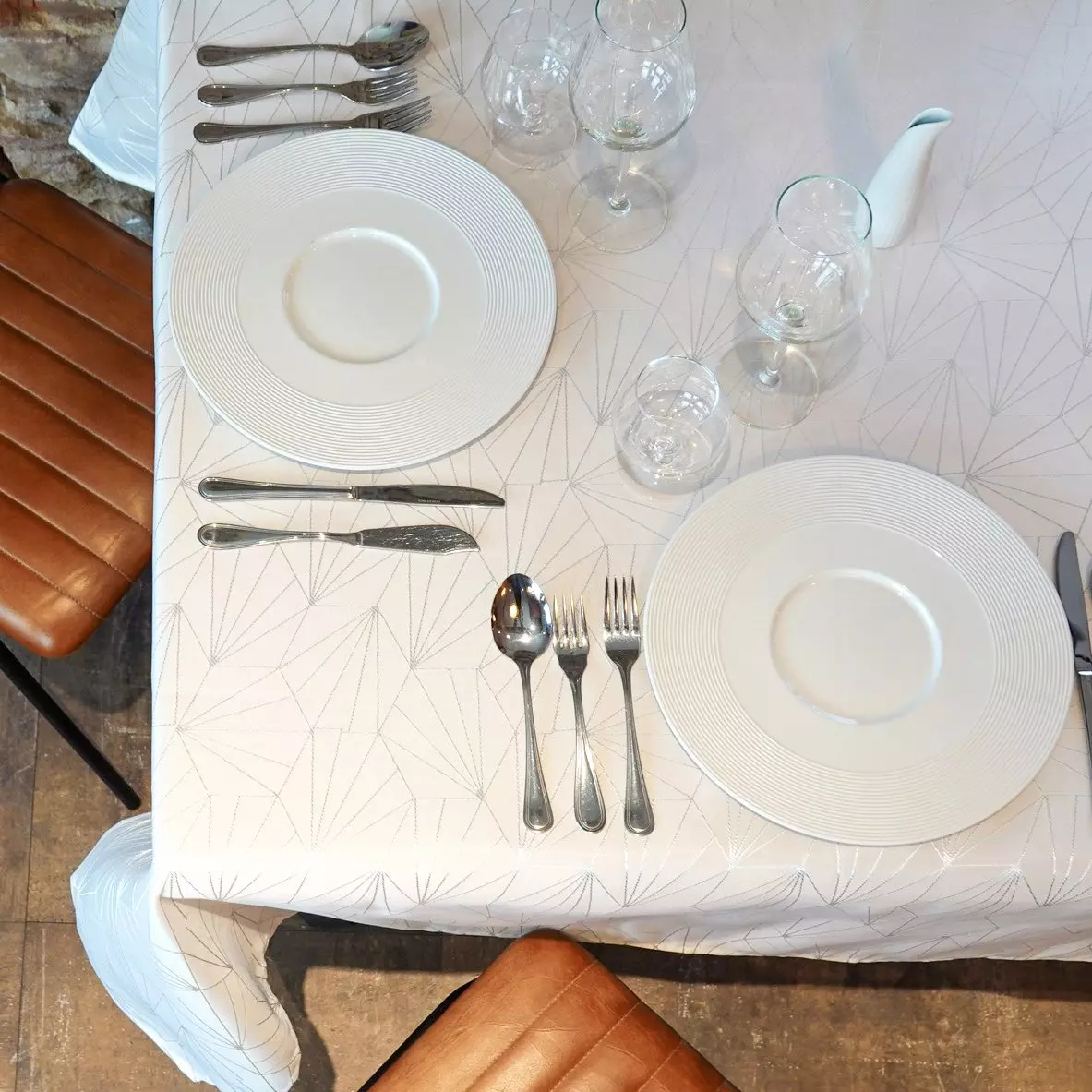 Rechteckige Tischdecke (L300 cm) Facette Weiß 2