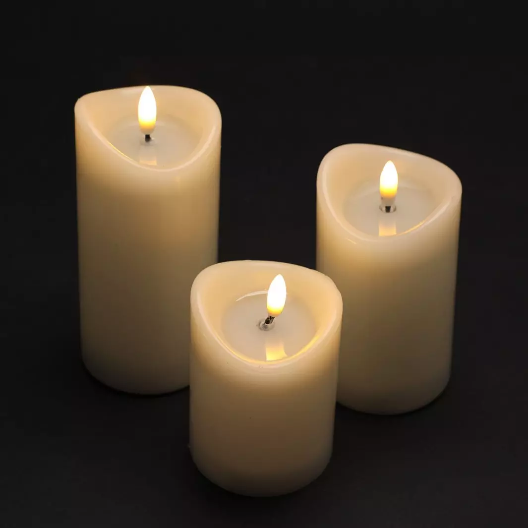Lote de 3 velas LED Vouy Marfíl 1