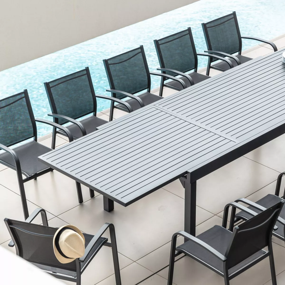 Fauteuil de jardin alu empilable Murano - Gris anthracite 3