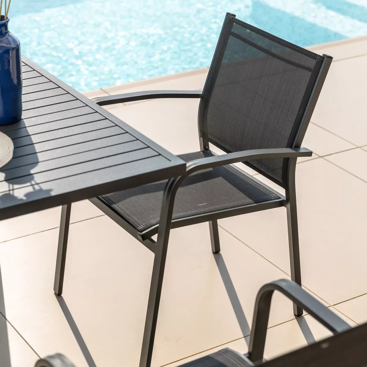 Fauteuil de jardin alu empilable Murano - Gris anthracite 4