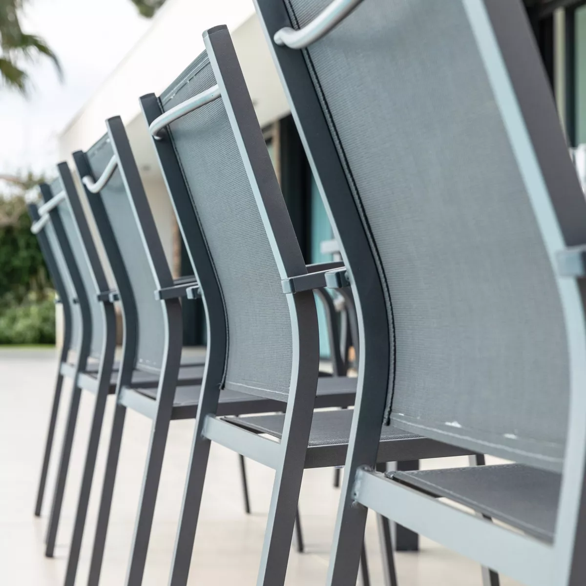 Silla de jardín con reposabrazos alu apilable Murano - Gris antracita 5