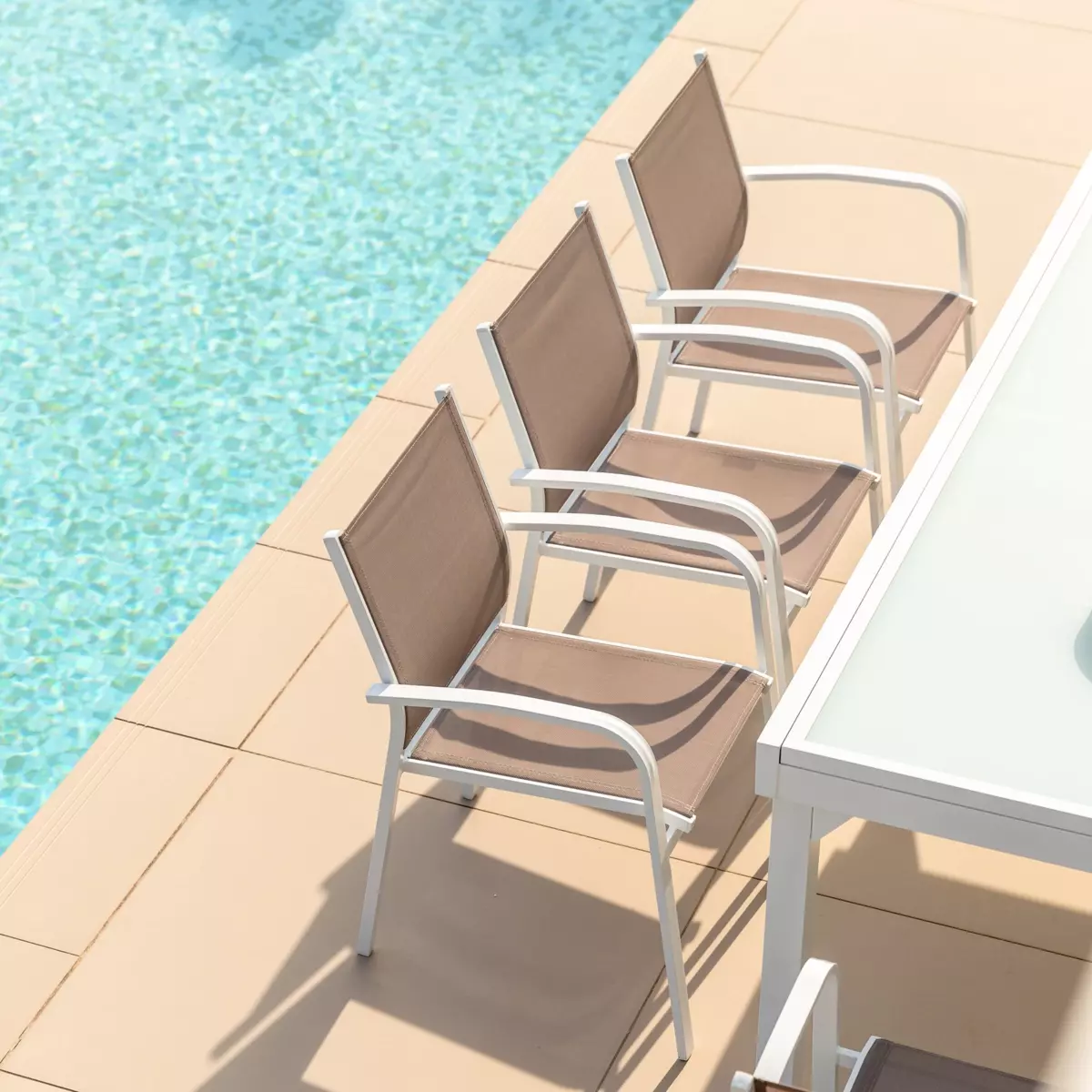 Sedia con braccioli da giardino impilabili Murano - Bianco / Tortora 4