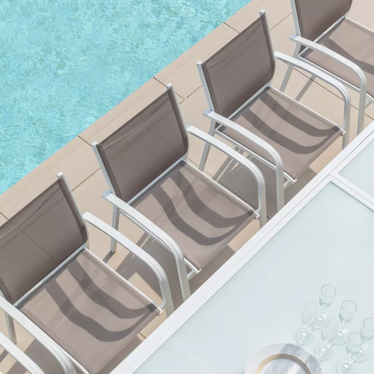 Sedia con braccioli da giardino impilabili Murano - Bianco / Tortora 5