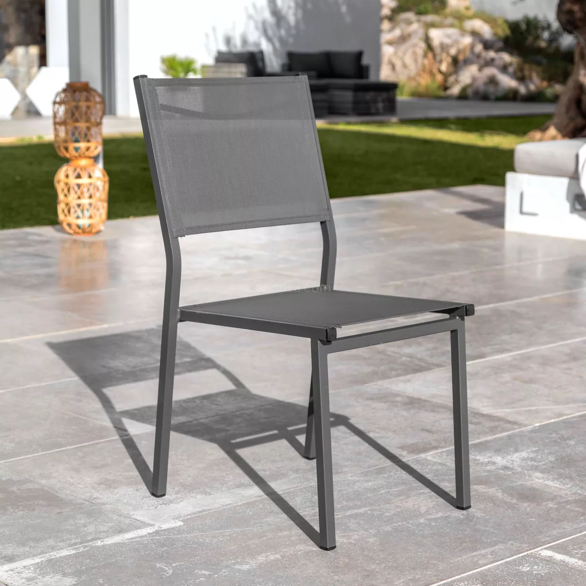 Silla de jardín alu apilable Murano - Gris antracita 4