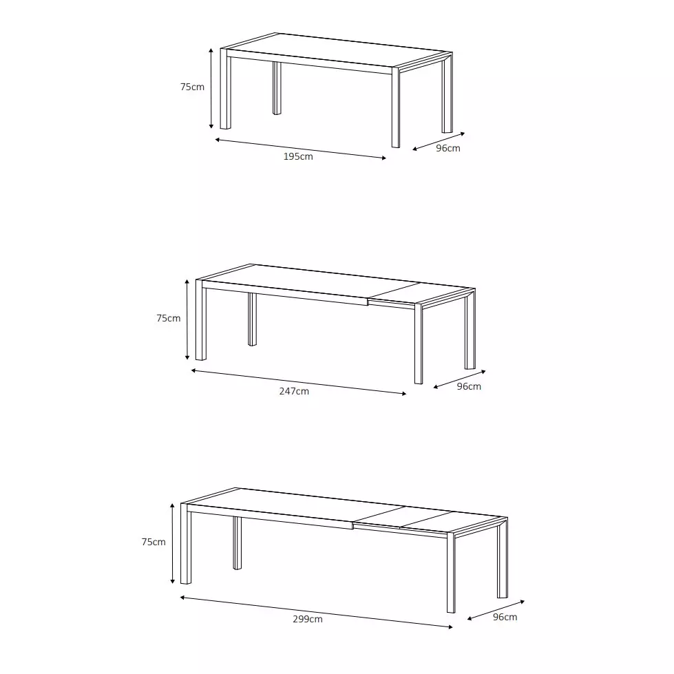 Tavolo da giardino allungabile 12 posti Alluminio Amalfi (300 x 96 cm) - Bianco 8