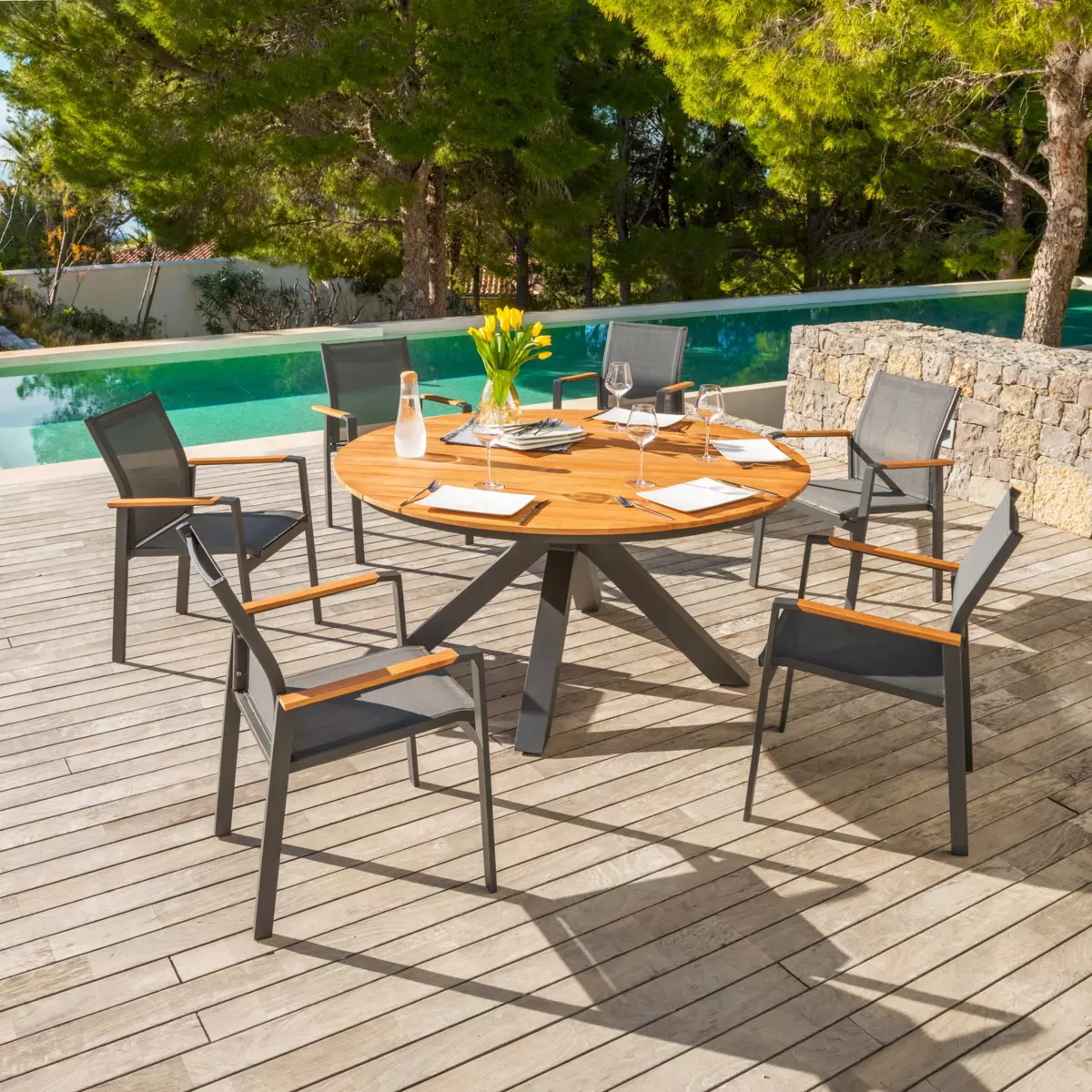 Sedia da giardino alluminio impilabile Bali - Grigio antracite 3