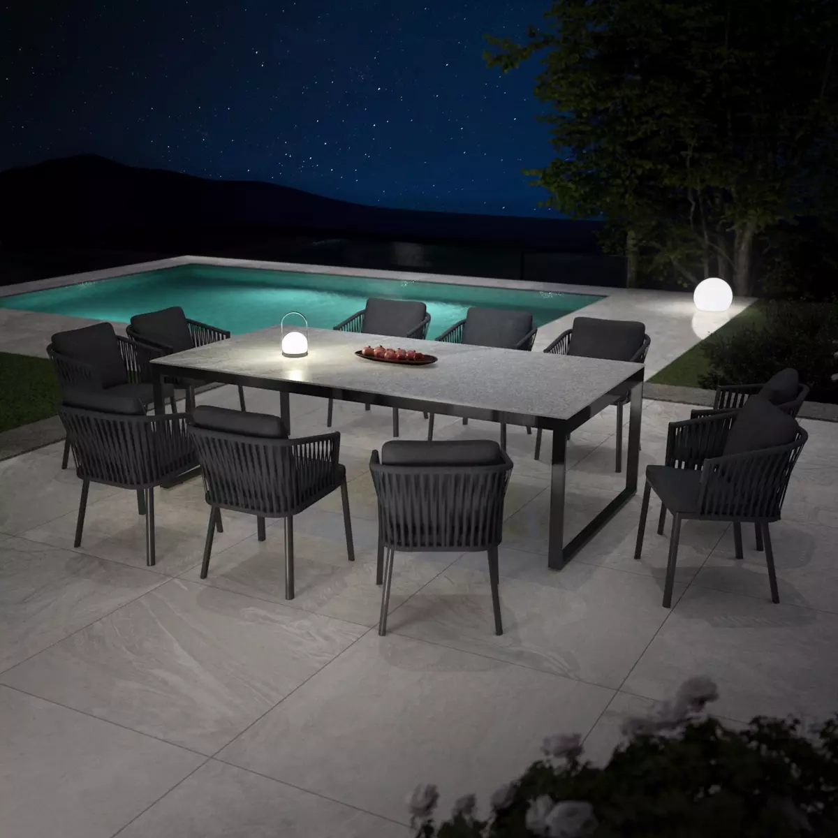 Gartentisch Aluminium/Keramik Kore - bis zu 10 Pers. (240 x 120 cm) - Anthrazitgrau 2