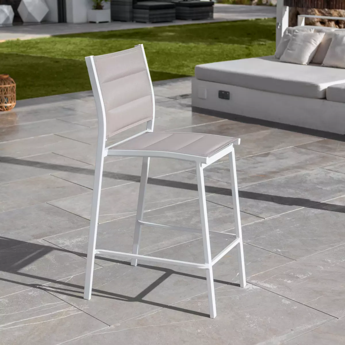 Tabouret de jardin Alu empilable Murano - Blanc 1