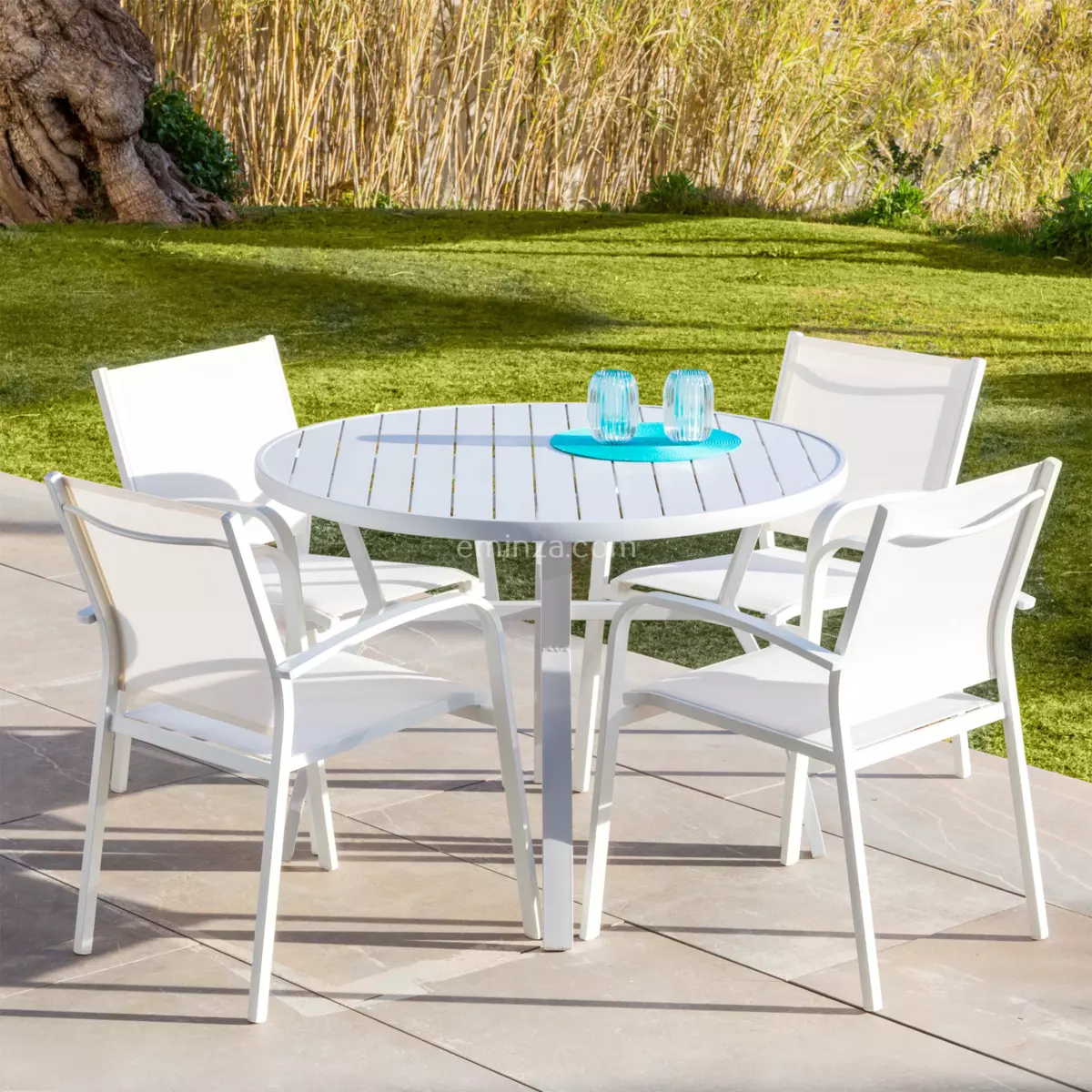 Tavolo da giardino rotondo Alluminio Murano (D105 cm) - Bianco 1