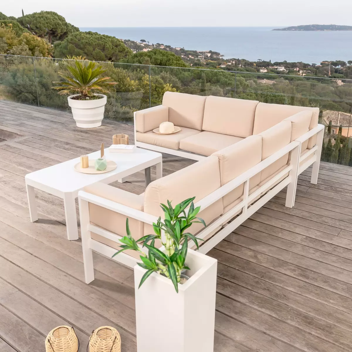 Salon de jardin d'angle Ostara Blanc - 6  places 2