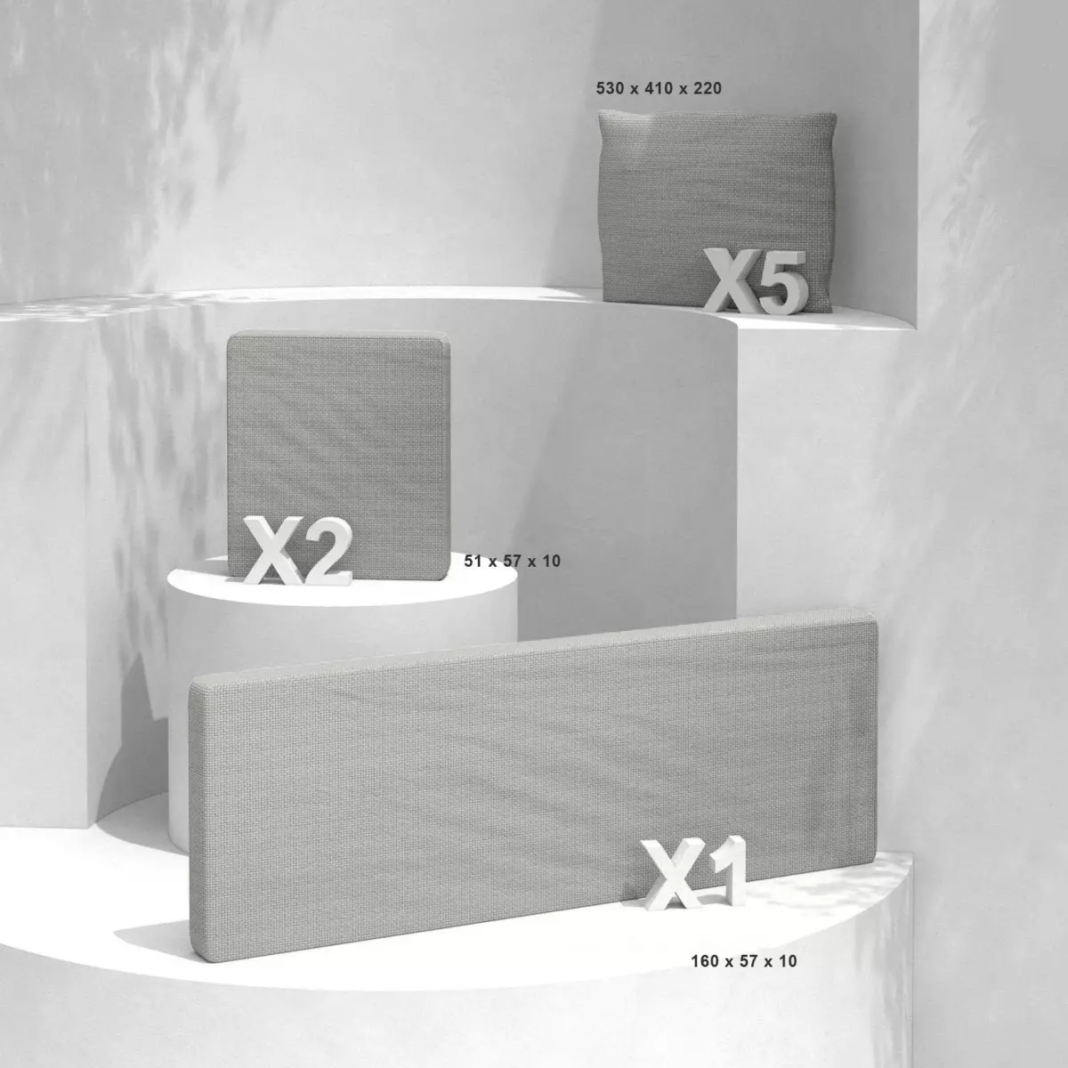 Cuscini di ricambio per salotto da giardino Calvi 5 posti - Tortora 1