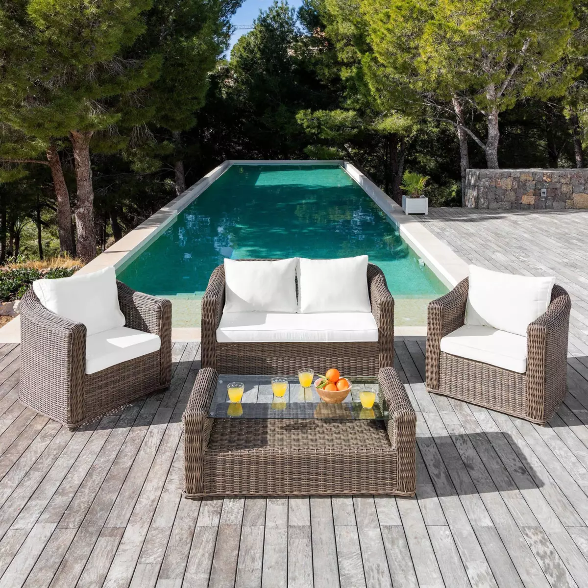 Housses de coussin de remplacement pour salon de jardin Calvi 4 places - Blanc 3