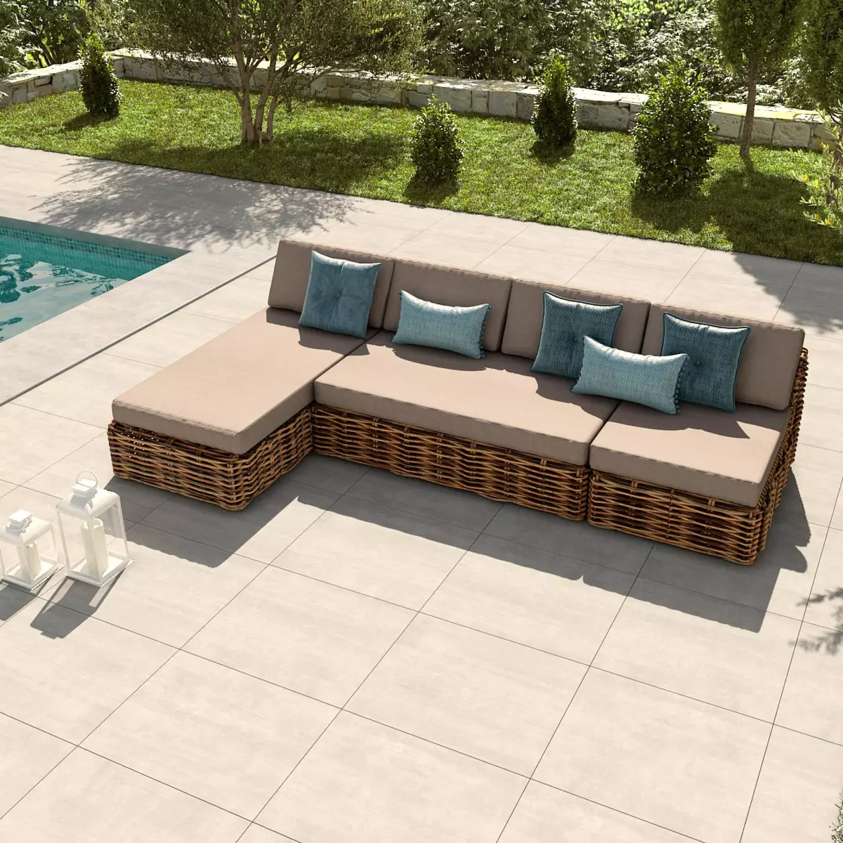 Canapé de jardin 3 places Surabaya - Naturel 2