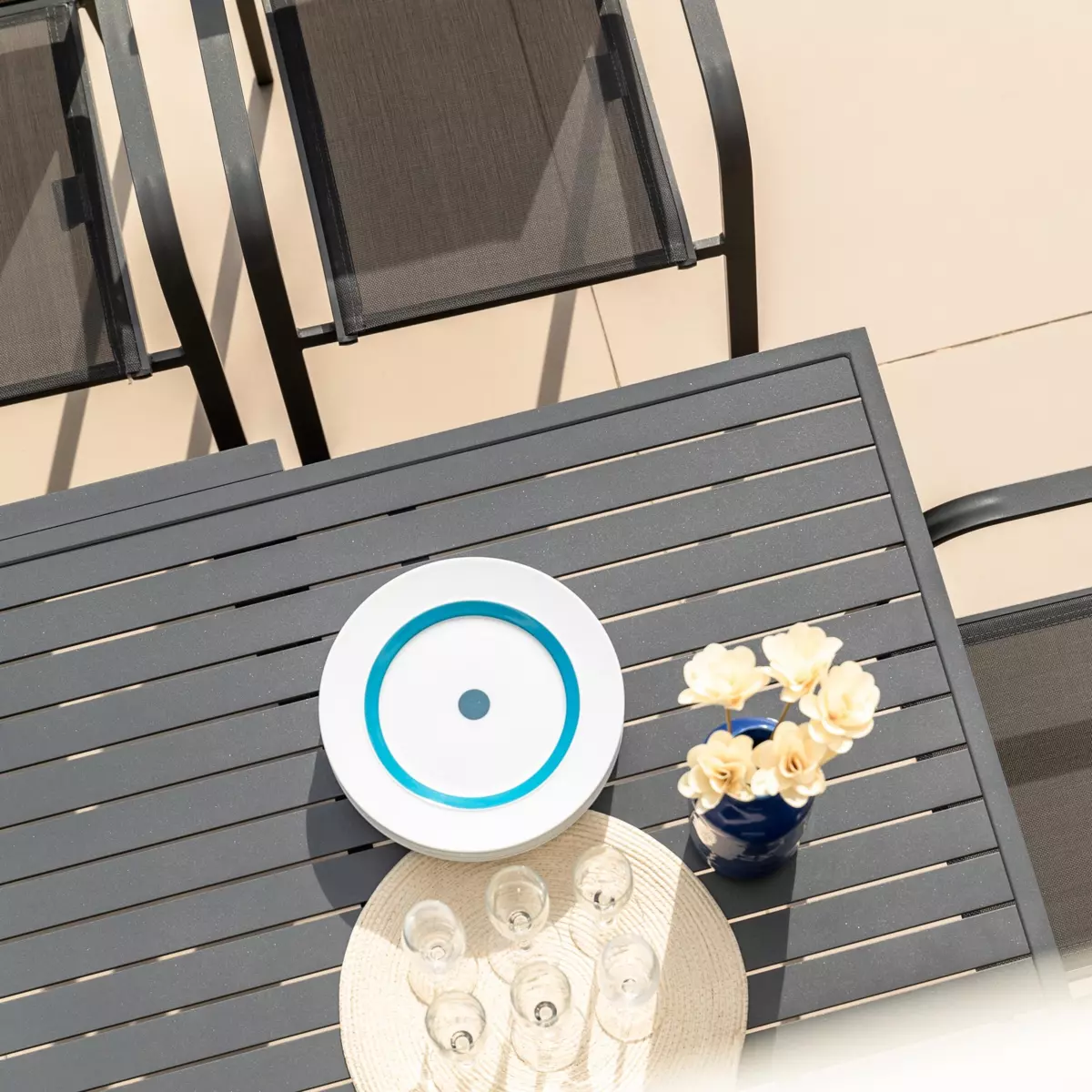 Rechteckiger Gartentisch ausziehbar Murano Aluminium (Bis zu 12 Pers.) - Anthrazitgrau 3