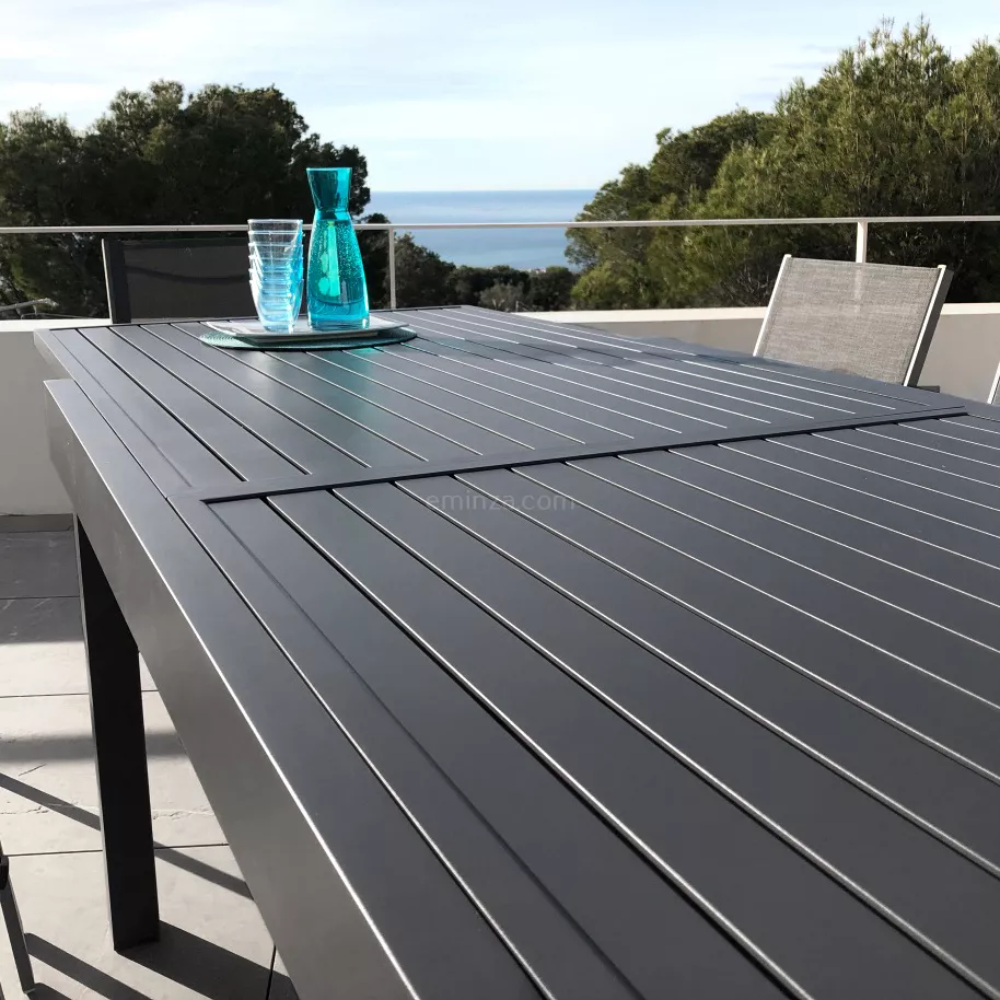 Mesa de jardín rectangular extensible Aluminio Murano (Hasta 12 pers.) - Gris antracita 6