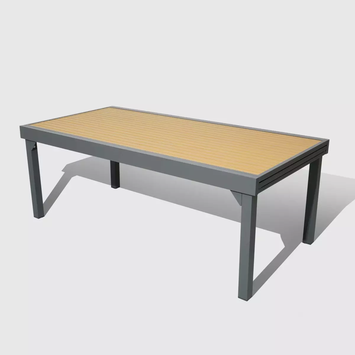 Table de jardin extensible 12 places Aluminium effet bois Murano (320 x 100 cm) - Gris anthracite 5