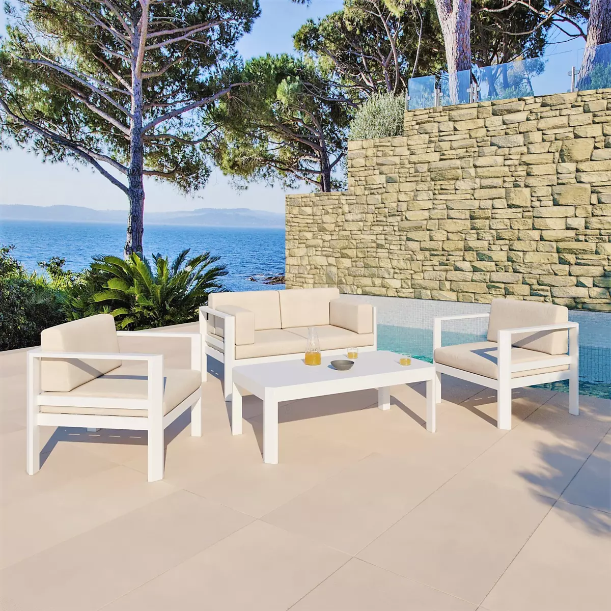 Salon de jardin Ostara Blanc - 4 places 1