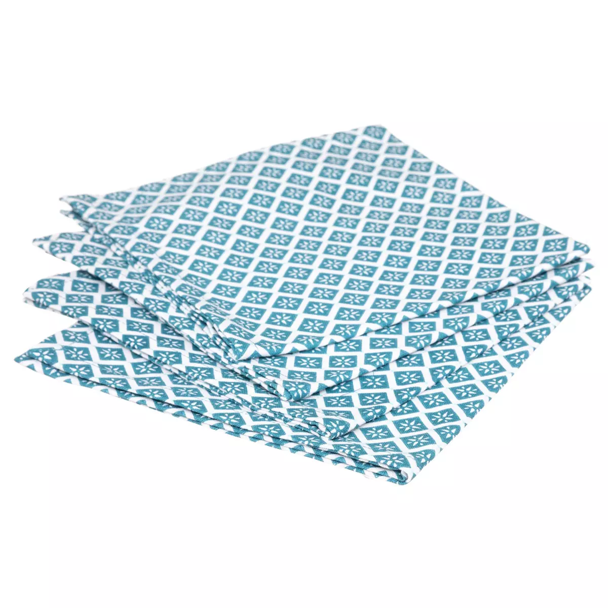 Lot de 4 serviettes coton Tika Bleu canard 2