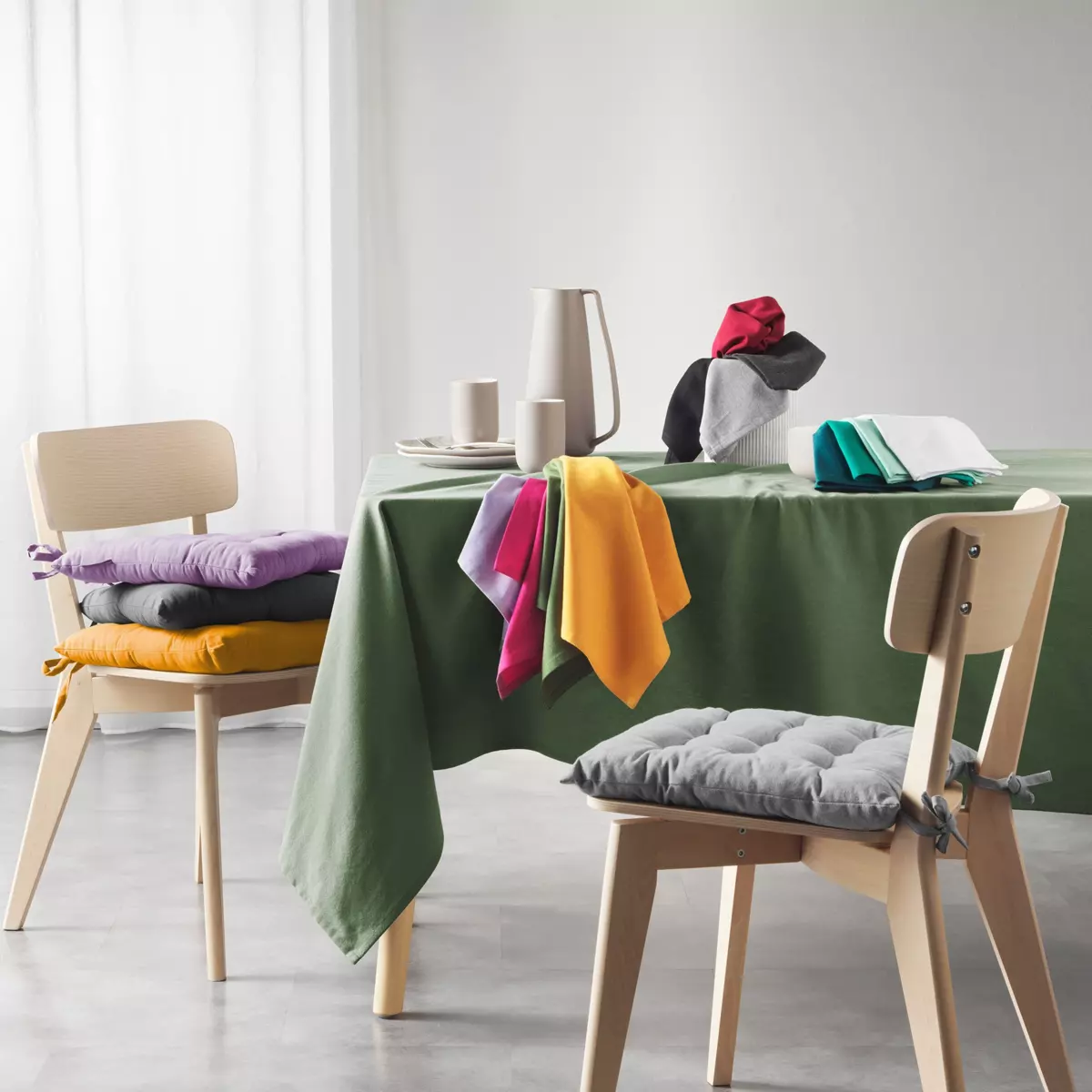 Lot de 3 serviettes coton recyclé (40 cm) Mistral Vert émeraude 3