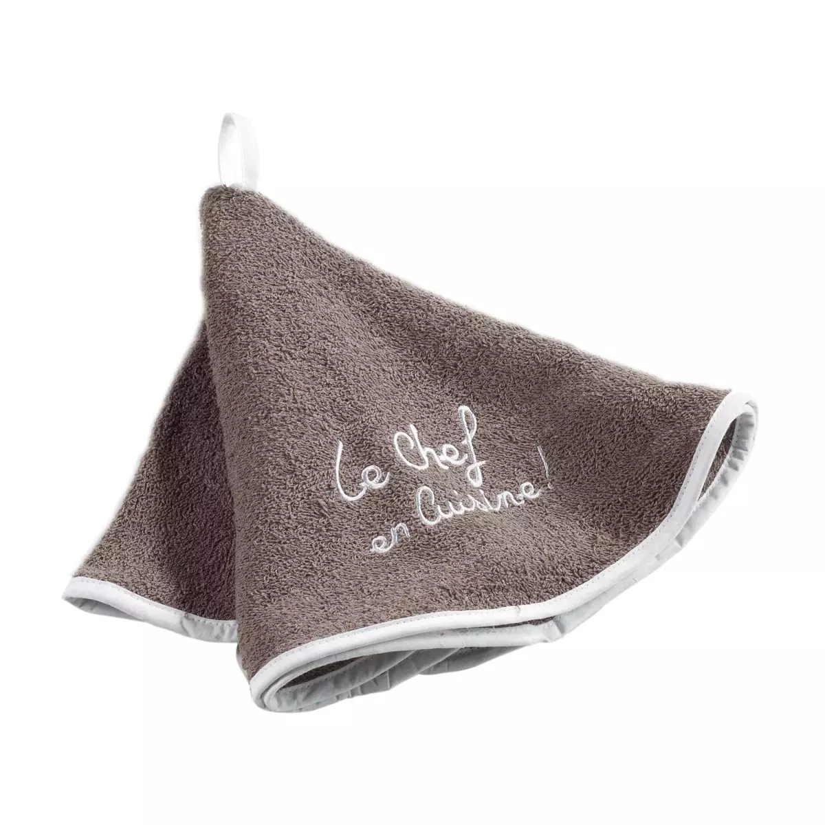 Keukendoek absorberend met borduurwerk Cuistot Taupe 1