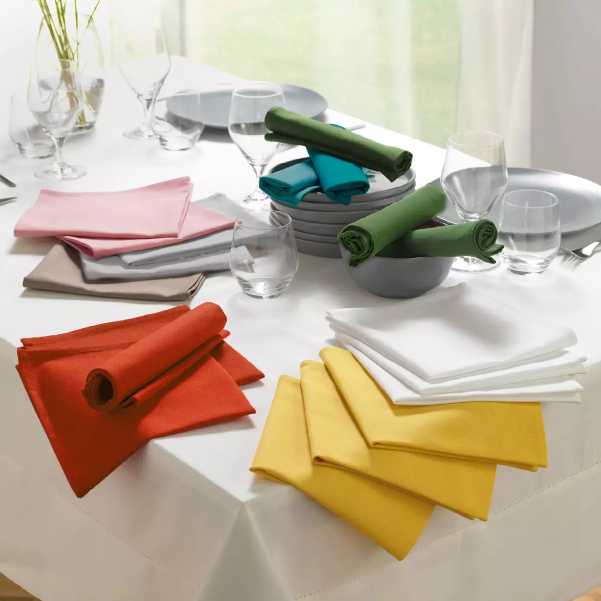 Lot de 3 serviettes coton Initia Gris 2
