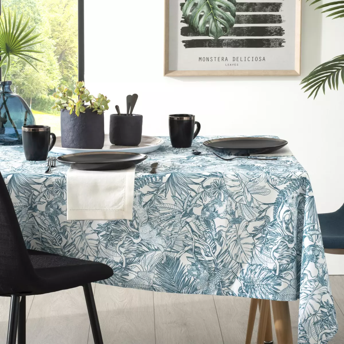 Tafelkleed rechthoekig vlekbestendig (L240 cm) Jungle Groen 1