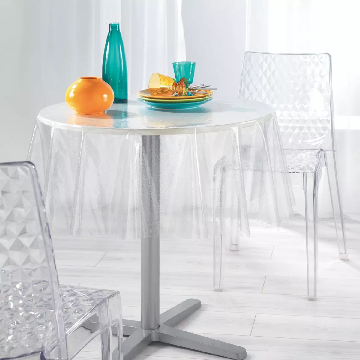 Nappe cirée ronde (D140 cm) Paillettes Cristal 1