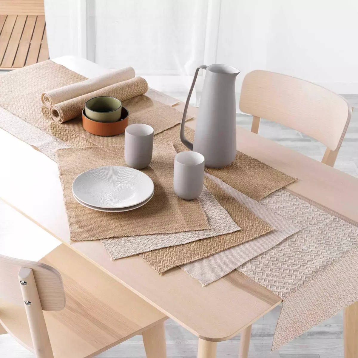 Lot de 2 sets de table jute Tessi Beige 3
