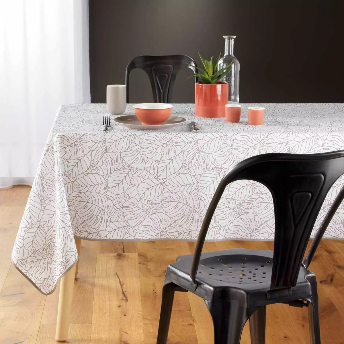 Nappe rectangulaire anti-taches (L240 cm) Solea Blanche 1