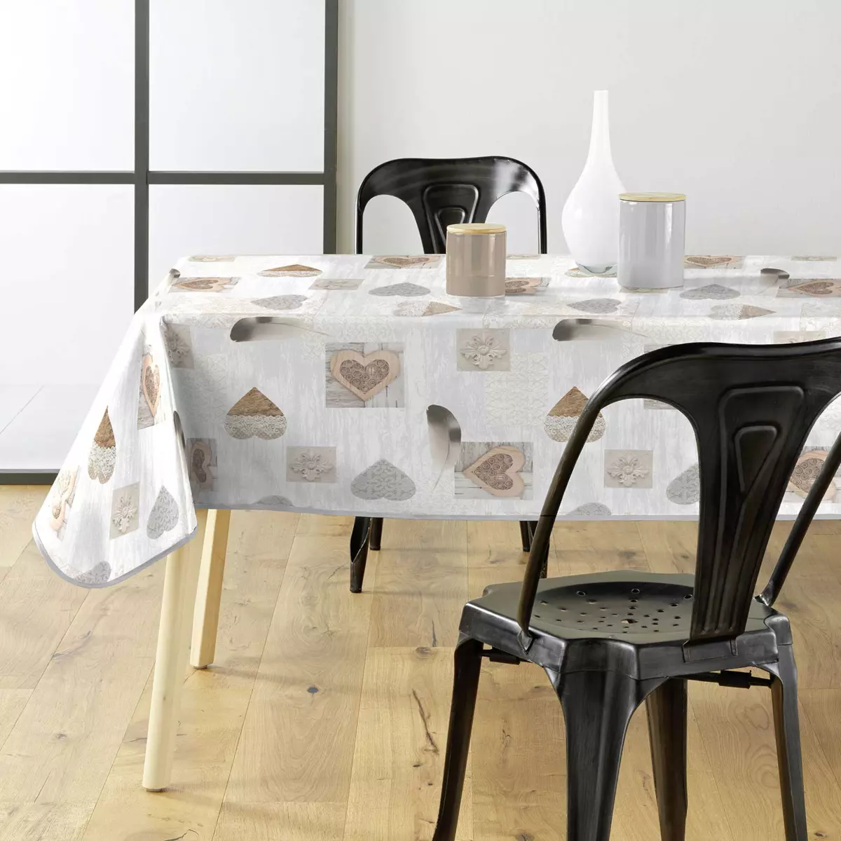 Nappe rectangulaire PVC (L240 cm) Delicia Taupe 1