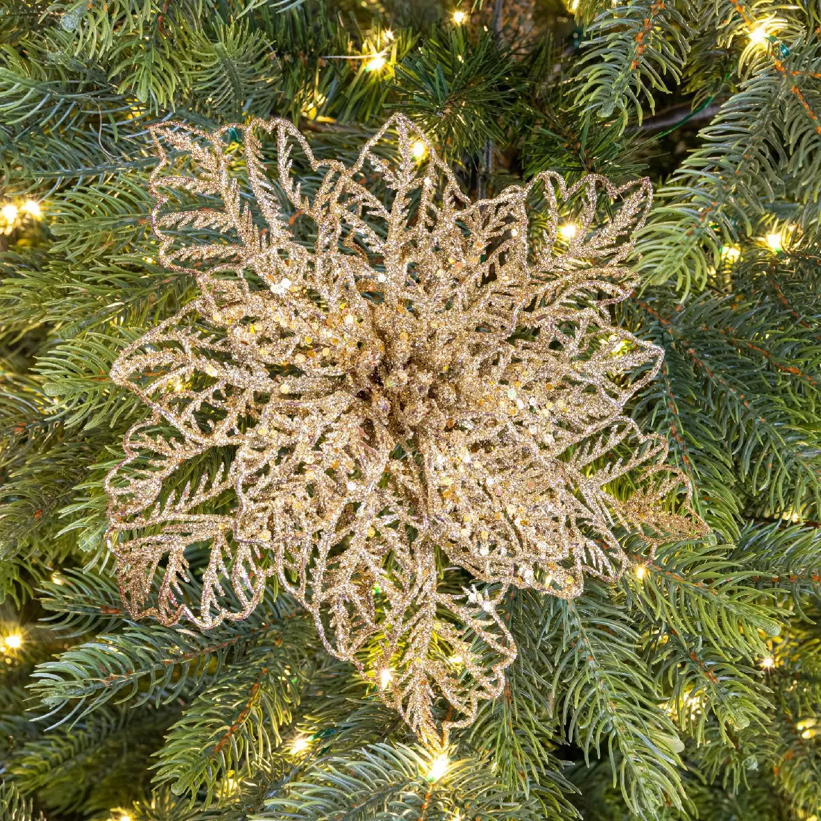 Fiore di Natale paillettes a clips Oro 1
