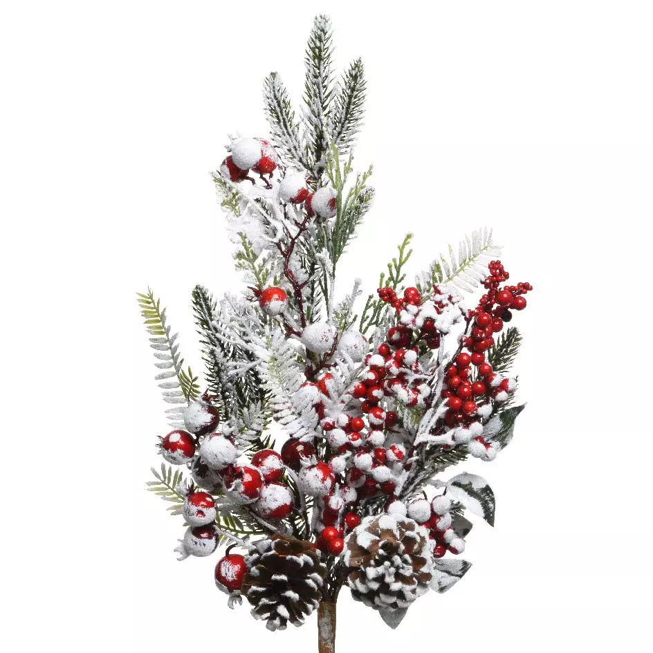 Besneeuwde tak berijpte bessen Rood 1